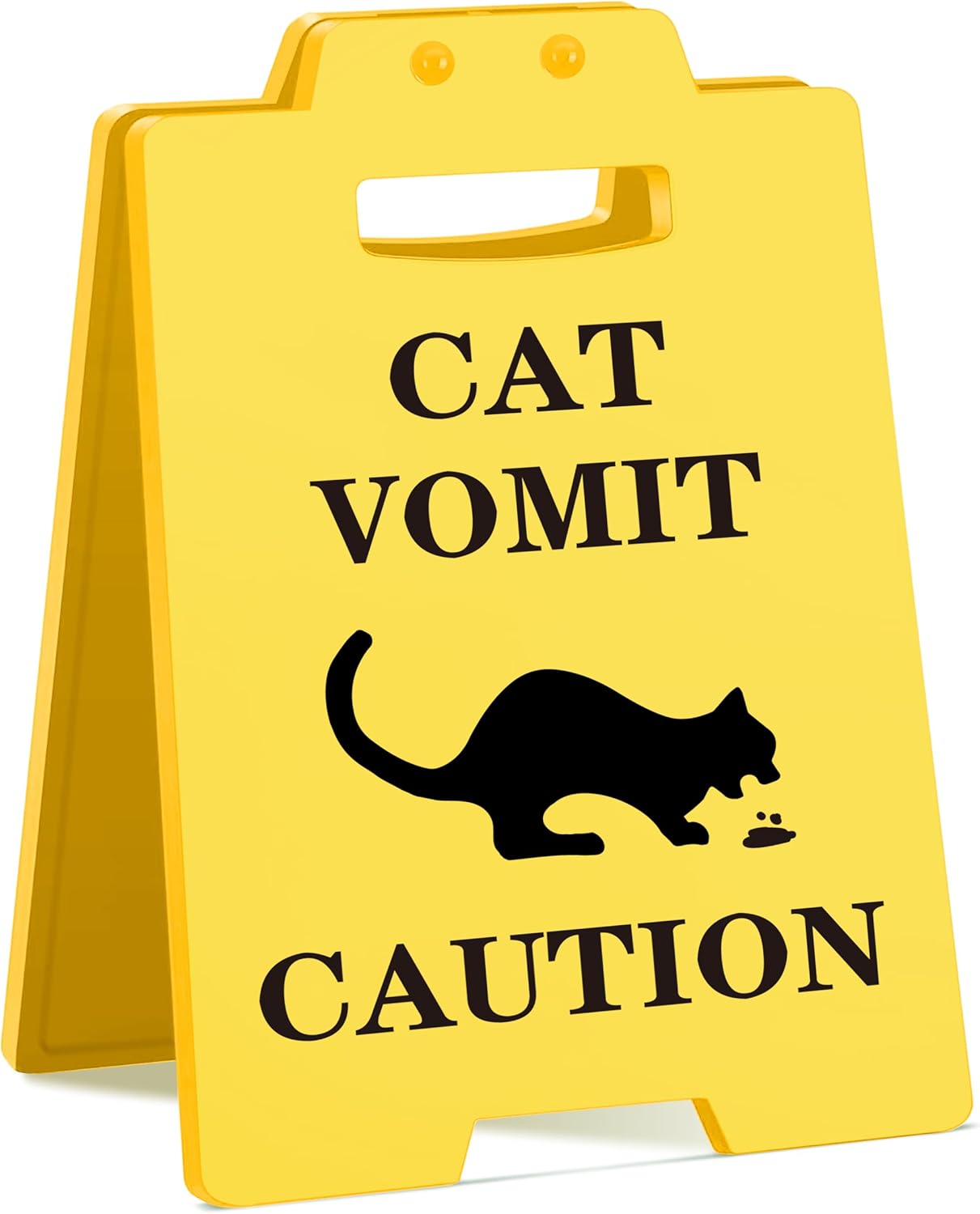 Funny Cat Vomit Caution Sign, Humorous Desk Sign for Cat Lovers, Perfect Cat Mom or Cat Dad Christmas Gag Gifts for Pet Owners, Best Friends, Cat Enthusiasts, Cat Themed Home Office Decor