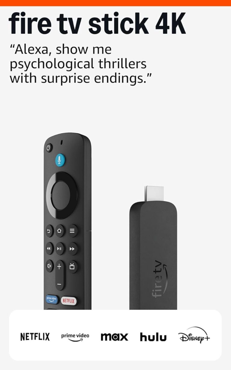 Amazon Fire TV Stick 4K (newest model) with AI-powered Fire TV Search, Wi-Fi 6, stream over 1.8 million movies and shows, free & live TV