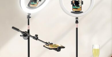 UBeesize 12″ Desk Ring Light with Stand and Phone Holder, Overhead Phone Mount for Video Recording, Zoom Meeting, Live Streaming, Tiktok, YouTube，Compatible with iPhone, Android, Cameras