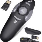 Wireless Presentation Clicker for PowerPoint Presentations, USB Dongle Presenter Remote with Laser Pointer Slide Clickers for Mac/Windows/Linux, Computer/Laptop, Google Slide/PPT/Keynote
