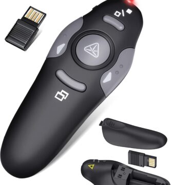 Wireless Presentation Clicker for PowerPoint Presentations, USB Dongle Presenter Remote with Laser Pointer Slide Clickers for Mac/Windows/Linux, Computer/Laptop, Google Slide/PPT/Keynote Wireless Presentation Clicker for PowerPoint Presentations, USB Dongle Presenter Remote with Laser Pointer Slide Clickers for Mac/Windows/Linux, Computer/Laptop, Google Slide/PPT/Keynote