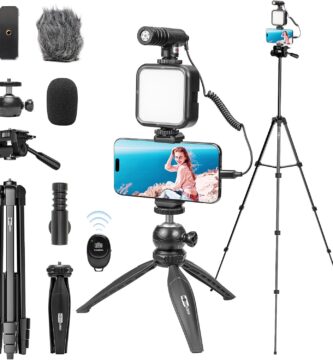 USKEYVISION Vlogging Kit for iPhone Youtuber Starter Kit Content Creator Equipment for iPhone 16/15Pro Max with 59” Extendable Fullsize Tripod, LED Light,Shotgun Mic Video Recording(Vlog K4) USKEYVISION Vlogging Kit for iPhone Youtuber Starter Kit Content Creator Equipment for iPhone 16/15Pro Max with 59” Extendable Fullsize Tripod, LED Light,Shotgun Mic Video Recording(Vlog K4)