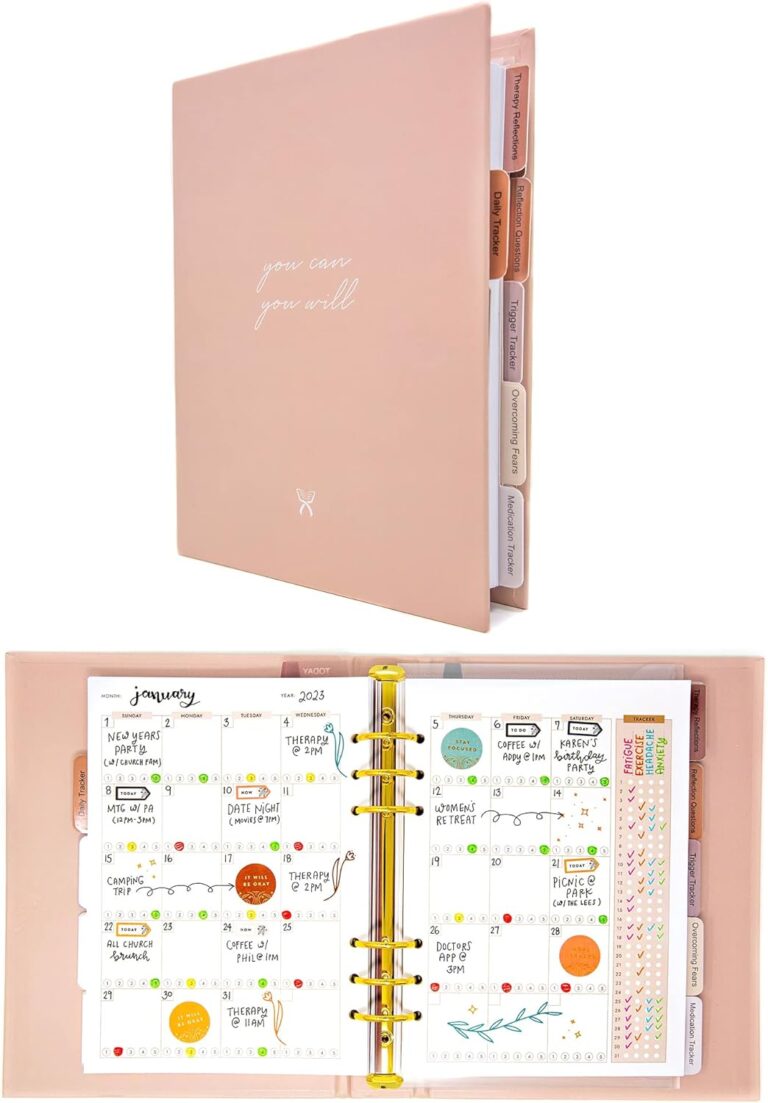 CanPlan Mental Health Planner – Self Care Gift for Women, Mental Health Journal, Book, Anxiety, Depression, ADHD Planner and Tracker, Self Love Self Care Journal, Wellness Planner, Pink