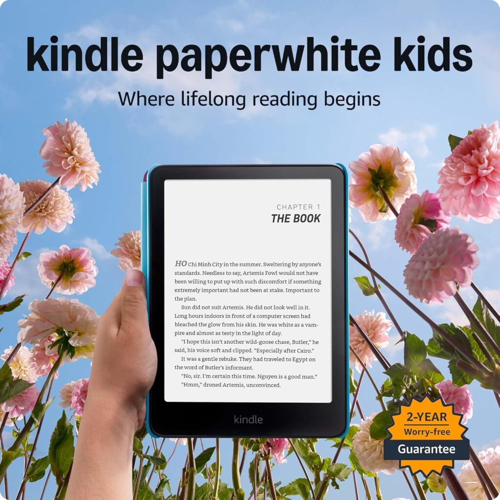 Amazon Kindle Paperwhite Kids 16GB (newest model) – larger 7″ glare-free display – Kids read an average of 1+ hour per day with Kindle – Cyber City