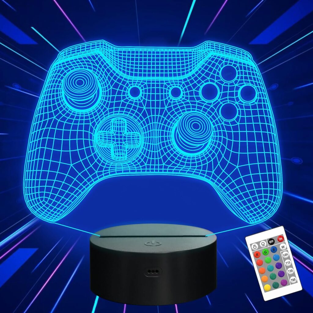 Attivolife Gamepad 3D Illusion Lamp, Controller Night Light with Remote Control + Timer 16 Color Changing Desk Lamp Kids Gamer Room Decor Plug in Best Cool Festival Birthday Gift for Boy Men Attivolife Gamepad 3D Illusion Lamp, Controller Night Light with Remote Control + Timer 16 Color Changing Desk Lamp Kids Gamer Room Decor Plug in Best Cool Festival Birthday Gift for Boy Men