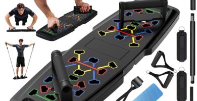 MQRW Push Up Board,Home Gym,Portable Exercise Equipment,Pilates Bar and 20 Fitness Accessories with Resistance Bands and Ab Roller Wheel,Full Body Workout at Home