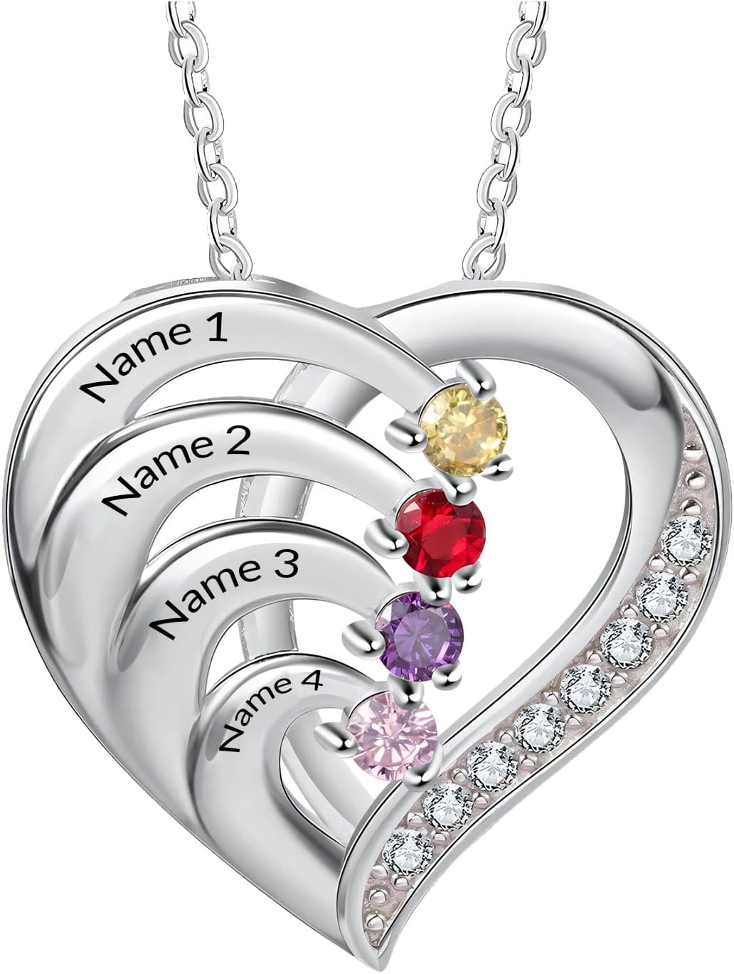 Personalized Necklace for Mon,Custom Brass Engraved Name Birthstone Necklace for Birthday Gifts Wife Girlfriend