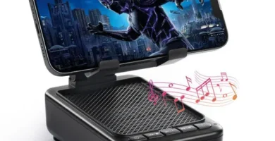 Gifts for Men Women – Cell Phone Stand with Bluetooth Speaker, Phone Holder with Charger (5000mAh), HD Surround Sound for Desk, Stocking Stuffers White Elephant Gift for Adults