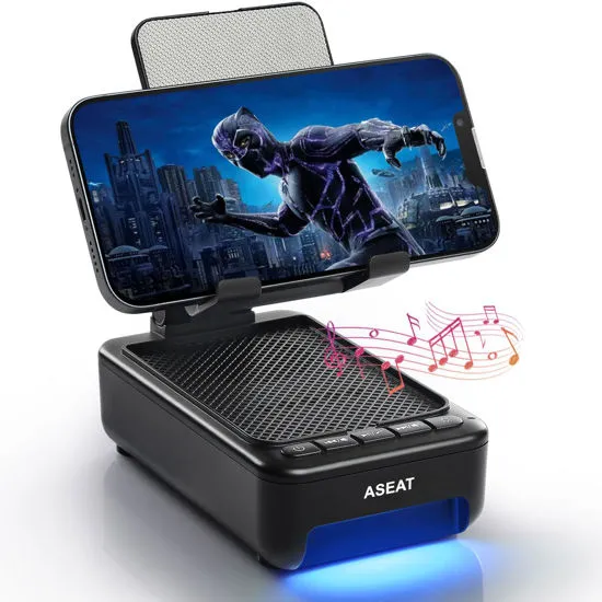 Gifts for Men Women – Cell Phone Stand with Bluetooth Speaker, Phone Holder with Charger (5000mAh), HD Surround Sound for Desk, Stocking Stuffers White Elephant Gift for Adults