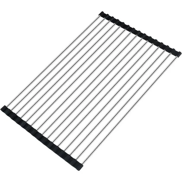 Seropy Roll Up Dish Drying Rack, Over The Sink Dish Drying Rack Kitchen Rolling Dish Drainer, Foldable Sink Rack Mat Stainless Steel Wire Dish Drying Rack for Kitchen Sink Counter Storage 17.5×11.8