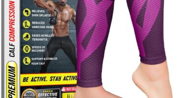 BLITZU Calf Compression Sleeve for Men & Women Footless Compression Socks Support Runners Leg Sleeve Shin Splints Pain Relief