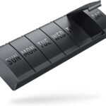 Barhon Pill Organizer Large, Weekly Medicine Pill Organizers, 7 Day Pills Box Case Travel for Big Vitamin Supplements Fish Oil, Black