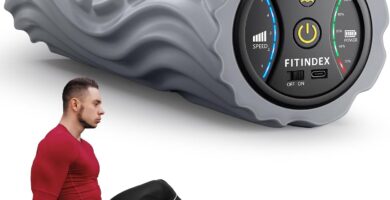 FITINDEX Vibrating Foam Roller for Back Pain, FSA&HSA Eligible, 5-Speed Muscle Massage, Exercise, Muscles Deep Tissue, Physical Therapy, Pilates, Yoga, Neck, Leg, Rechargeable, Travel Portable Gray