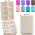 New Foldable & Double Protection Portable Weekly Pill Organizer 2 Times A Day with Etched Labels, AM PM 7 Day Week Medicine Box, Daily Travel Pill Case Dispenser for Vitamin, Supplement – Clear Pink