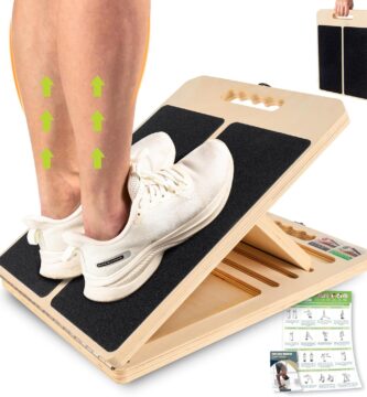 Slant Board for Calf Stretching, Adjustable Portable Wooden Incline Board for Calf Stretcher with Training Poster, 300 Lbs Weight Capacity Calf Stretch Wedge for Leg, Knees, Heel, Ankle & Stretching