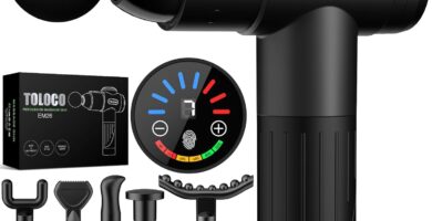 TOLOCO Massage Gun, Deep Tissue Back Massage for Athletes for Pain Relief, Percussion Massager with 10 Massages Heads & Silent Brushless Motor, Christmas Gifts for Women, Men, Black TOLOCO Massage Gun, Deep Tissue Back Massage for Athletes for Pain Relief, Percussion Massager with 10 Massages Heads & Silent Brushless Motor, Christmas Gifts for Women, Men, Black