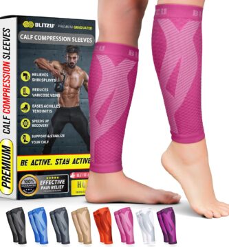 BLITZU Calf Compression Sleeve for Men & Women Footless Compression Socks Support Runners Leg Sleeve Shin Splints Pain Relief