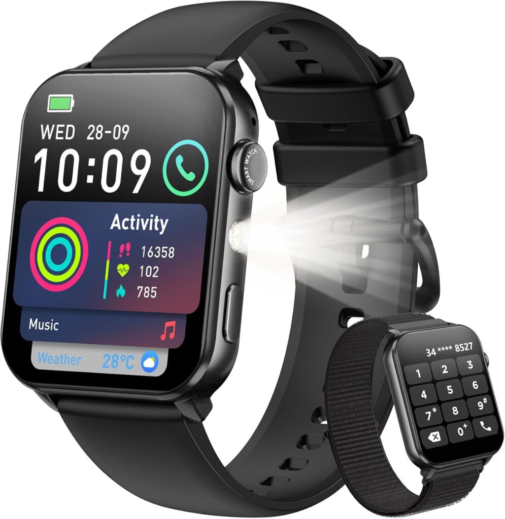 Blackview Smart Watch for Men Women,1.91″ HD Touchscreen Fitness Watch with Flashlight, Bluetooth Notifications/Make Calls, Heart Rate/Sleep Monitor/2 Straps, Fitness Watch for Android/iPhone Blackview Smart Watch for Men Women,1.91″ HD Touchscreen Fitness Watch with Flashlight, Bluetooth Notifications/Make Calls, Heart Rate/Sleep Monitor/2 Straps, Fitness Watch for Android/iPhone