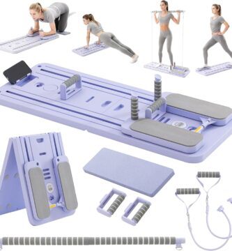 COSIEST Pilates Board for Home Use, Foldable Pilates Reformer Set with Resistance Bands, All-in-One Professional Workout Fitness Equipment for Core, Abs, Glutes, Legs, Butt, Arms Toning