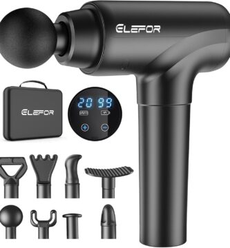 Elefor Massage Gun Deep Tissue,Percussion Back Massager Gun for Athletes Muscle Massage Gun for Pain Relief with 8 Massage Heads & 20 Speeds (Matte Black)