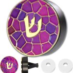 Hebrew Shin Car Vent Clip Air Freshener – Essential Oil Diffuser Refillable with 1 DIY Unscented Pads for Car Jewish Hanukkah Gifts Pink 1.57”