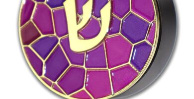 Hebrew Shin Car Vent Clip Air Freshener – Essential Oil Diffuser Refillable with 1 DIY Unscented Pads for Car Jewish Hanukkah Gifts Pink 1.57”