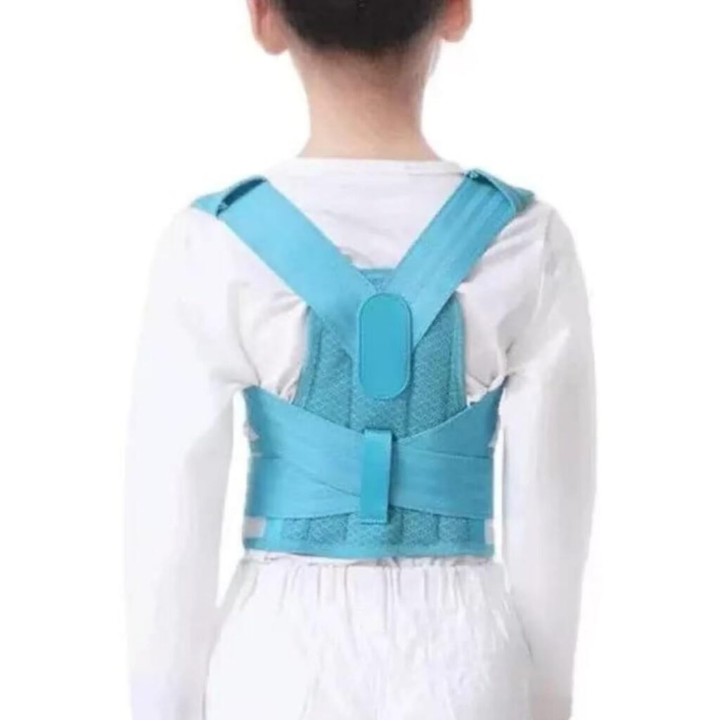Posture Corrector for Kids and Teens, Scoliosis Back Brace Upper Back Stretcher, Adjustable Support Back Straightener for Improving Bad Posture and Preventing Slouching (Blue, Large)