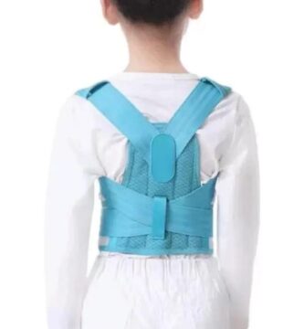 Posture Corrector for Kids and Teens, Scoliosis Back Brace Upper Back Stretcher, Adjustable Support Back Straightener for Improving Bad Posture and Preventing Slouching (Blue, Large)