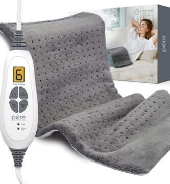 Pure Enrichment® PureRelief® XL Heating Pad – 12″ x 24″ Electric Heating Pad for Back Pain & Cramps, 6 Heat Settings, Soft Machine Wash Fabric, Auto-Off & Moist Heat (Charcoal Gray)
