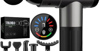 TOLOCO Massage Gun, Deep Tissue Back Massage for Athletes for Pain Relief, Percussion Massager with 10 Massages Heads & Silent Brushless Motor, Valentines Day Gifts for Him Her, Grey