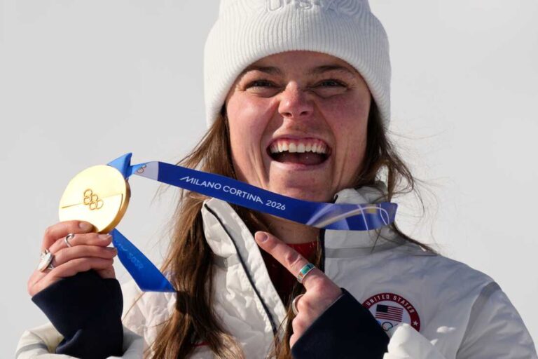 Breezy Johnson’s downhill gold is America’s first medal of 2026 Winter Olympics : NPR