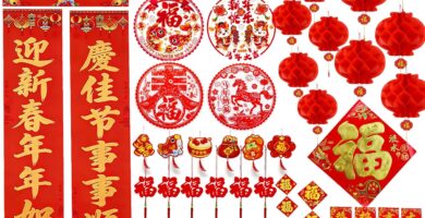 77PCS Chinese New Year Decorations 2026 Chinese Couplets Lunar New Year of The Horse Decoration Set Paper Red Lantern Hongbao Hanging Ornaments for Window Door Spring Festival Party Decor