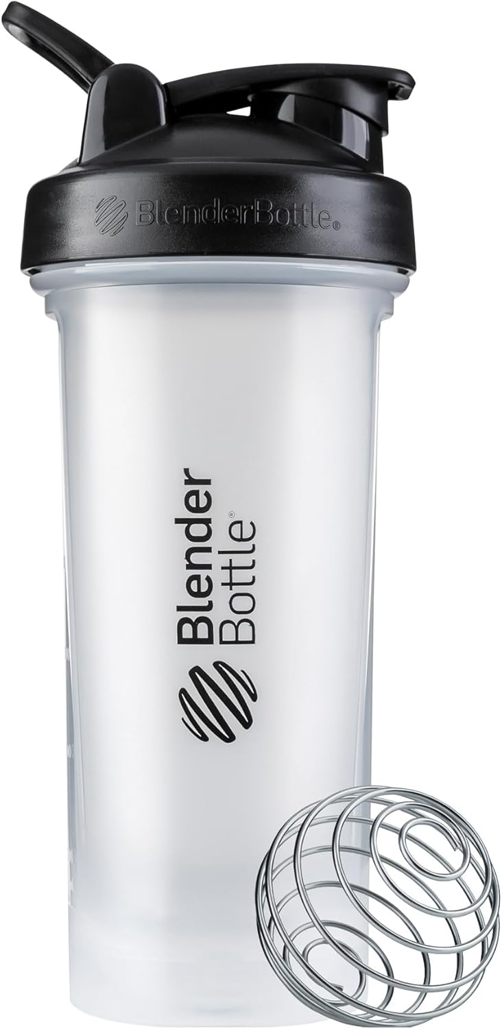 BlenderBottle Classic V2 Shaker Bottle Perfect for Protein Shakes and Pre Workout, 28-Ounce, Clear/Black