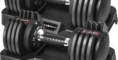 CAP Barbell ADJUSTABELL Adjustable Round Dumbbell Weights – Singles & Pairs | 12.5 lb, 25 lb & 55 lb | Multiple Handle Options CAP Barbell ADJUSTABELL Adjustable Round Dumbbell Weights – Singles & Pairs | 12.5 lb, 25 lb & 55 lb | Multiple Handle Options