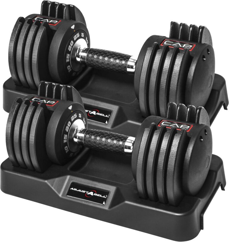 CAP Barbell ADJUSTABELL Adjustable Round Dumbbell Weights – Singles & Pairs | 12.5 lb, 25 lb & 55 lb | Multiple Handle Options