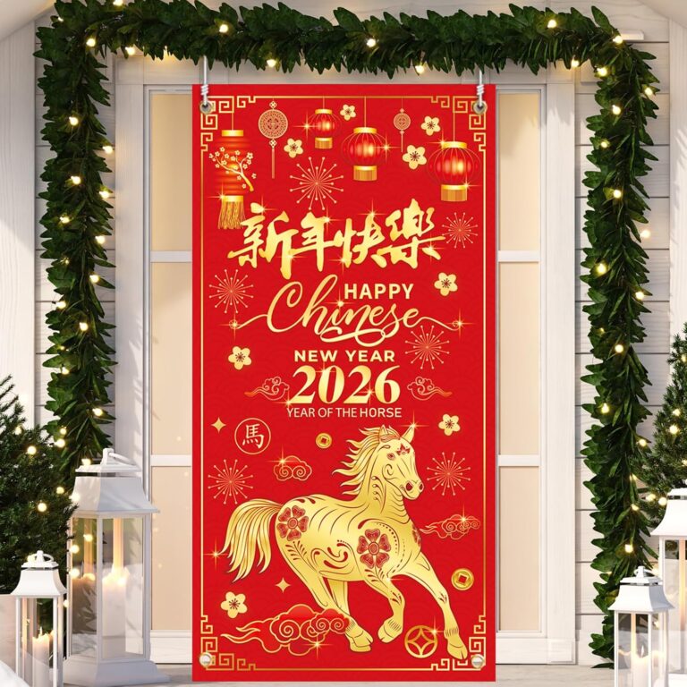 Chinese New Year Decoration 2026 Chinese New Year Door Cover, The Year of the Horse Hanging Door Banner for 2026 Spring Festival Decorations