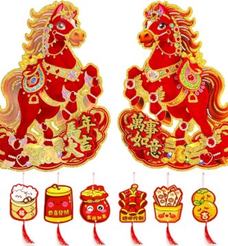 Chinese New Year Decorations Door Sticker 2026 with Lucky Hanging Ornament Chinese Lunar New Year of The Horse 3D Zodiac Decoration for Home Wall Window Clings Spring Festival Party Decor Chinese New Year Decorations Door Sticker 2026 with Lucky Hanging Ornament Chinese Lunar New Year of The Horse 3D Zodiac Decoration for Home Wall Window Clings Spring Festival Party Decor