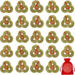 Coopay 24 Pcs Chinese Fortune Coins Feng Shui I Ching Coins with Red String & Lucky Pouch for Wealth and Success, Traditional Brass Coins Charms Hanging Pendant for Chinese New Year Decor (6 Styles)