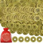 Coopay 300 Pieces Chinese Coins New Year Feng Shui Coins Good Luck Fortune I-Ching Ornament with 6 Ancient Dynasty Styles and Red Lucky Pouch for Health and Wealth (1 inch)