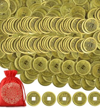 Coopay 300 Pieces Chinese Coins New Year Feng Shui Coins Good Luck Fortune I-Ching Ornament with 6 Ancient Dynasty Styles and Red Lucky Pouch for Health and Wealth (1 inch)