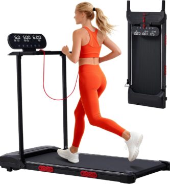 Electric Walking Pad with Handle Bar, 3.5HP Compact Walking Pads Treadmill with Handles, 0.6-10.0MPH Portable Small Treadmills for Home Office Apartment Small Spaces, 400LBS with Big Screen