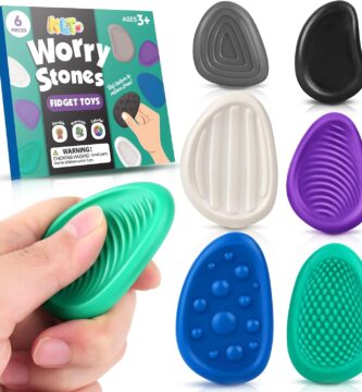Fidget Toys Adults Sensory Stone: 6 Pack Textured Worry Stone for Autism Kids Calming Down – Fidget Stress Toys for Anxiety Relief – Small Students Prizes Fidget Toys