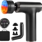 Massage Gun with Heat and Cold, 2 in 1 Portable Mini Muscle Massager with Extended Handle, Handheld Electric Percussion Deep Massager Tissue Massage Gun for for Home Gym