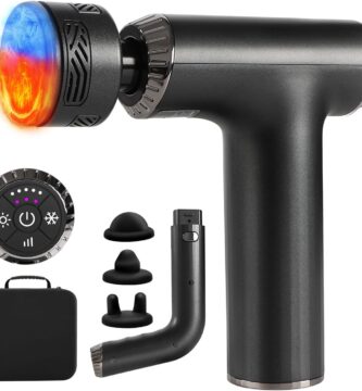 Massage Gun with Heat and Cold, 2 in 1 Portable Mini Muscle Massager with Extended Handle, Handheld Electric Percussion Deep Massager Tissue Massage Gun for for Home Gym