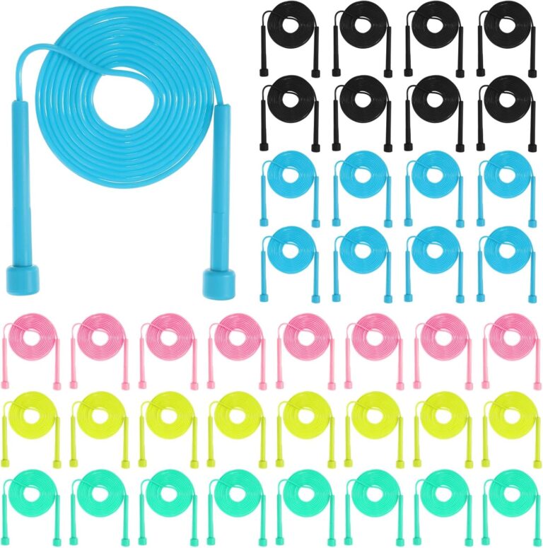PVC Skipping Rope Adjustable Jump Rope for Kids Multicolor Jump Rope Bulk with Plastic Handles Lightweight for Outdoor Fitness Exercise and Weight Loss, Training and Racing 40pcs