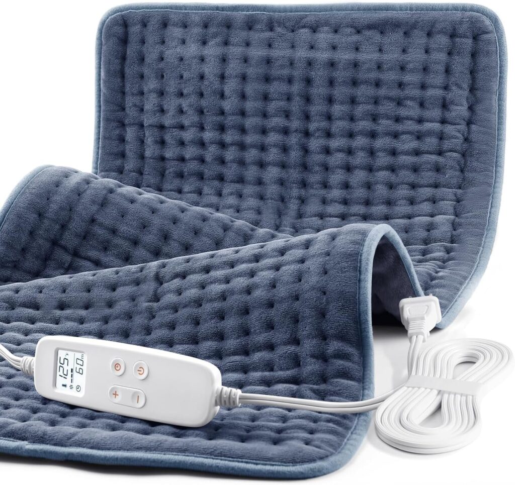 VAAGHANM Heating Pad: 33 x 17 inches Electric Heating Pad for Back -Extra Large Heat Pad for Shoulder/Neck/Knee/Arms – Upgraded 6 Timer & 6 Temperature Controller -Auto Shut Off
