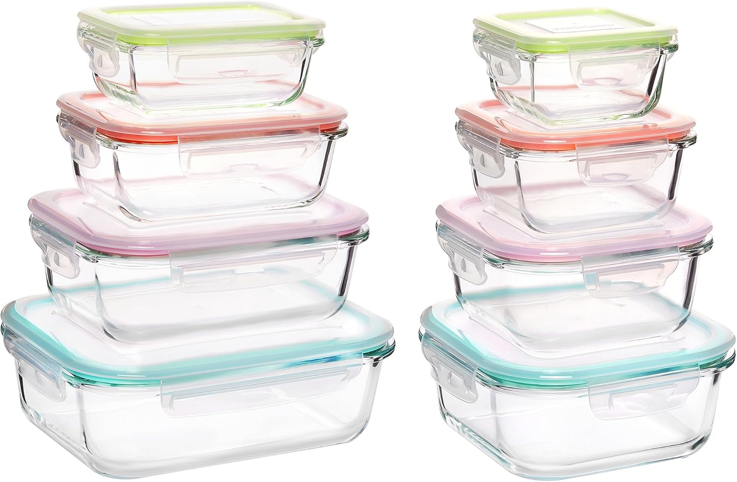 Vtopmart 8 Pack Glass Food Storage Containers with Airtight Lids, Glass Meal Prep Containers, Lunch Containers for Microwave, Oven, Freezer and Dishwasher, BPA Free