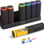 Weekly Pill Organizer 3X a Day, Detachable Pill Box 7 Day, Large 3 Times Daily Pill Case, Travel Pill Container Holder, Week Medication Dispenser Pillbox for Vitamin Supplement Medicine, Black