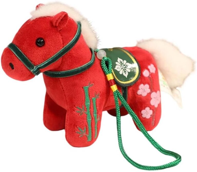 2026 Year of The Horse Chinese New Year Ornaments, Cute Hanging Horse Plush Mascot Figurine, 2026 Chinese Zodiac Ornaments Spring Festival Decorations New Year Gifts (E, 4.7In)