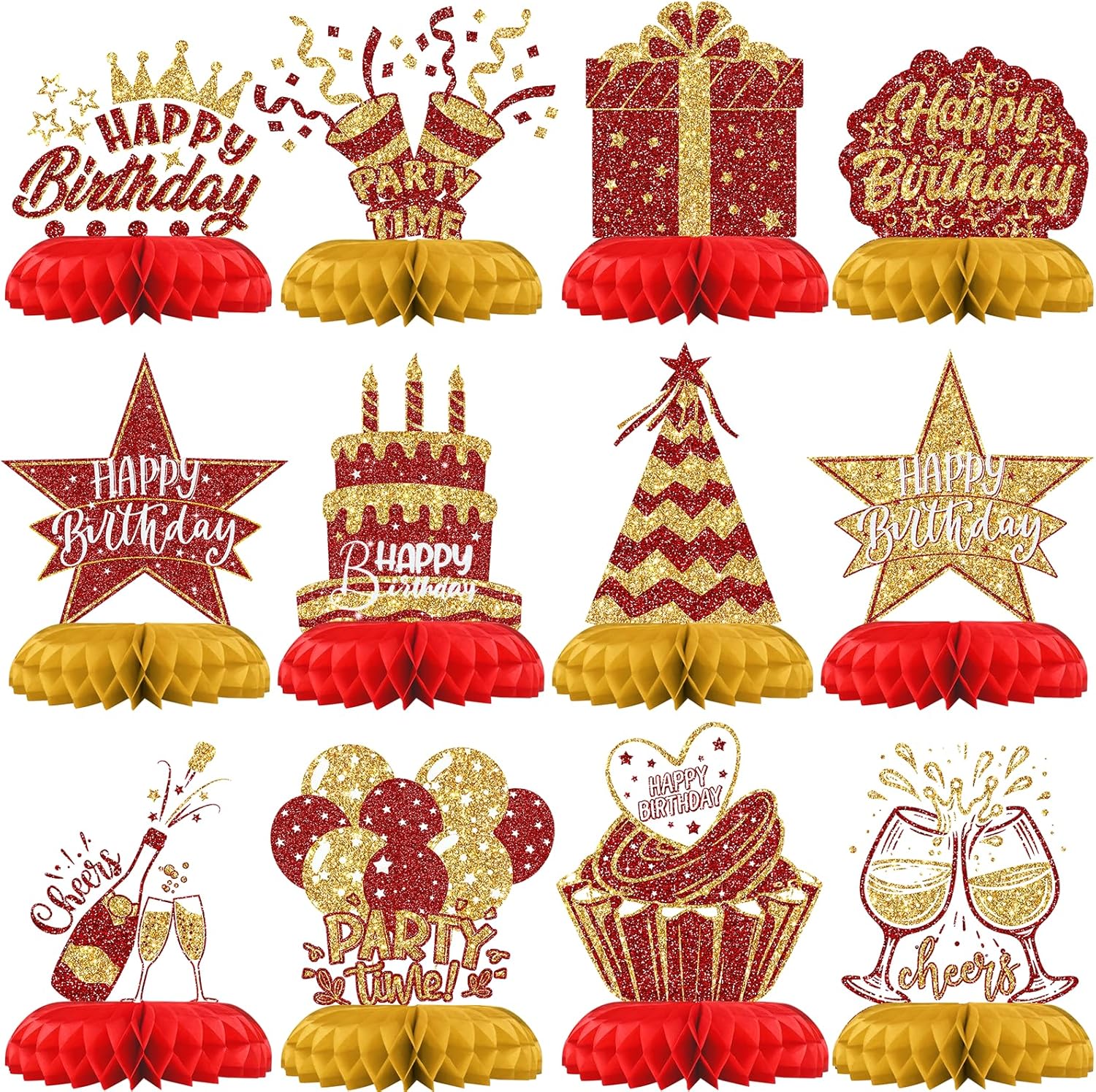 Red and gold party decorations